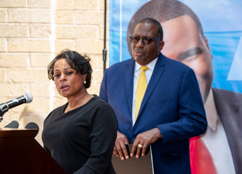 Texas state Rep. Nicole Collier spoke at a news conference in support of legislation to...