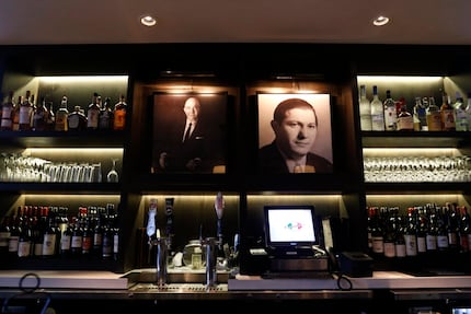 The bar at the Campisi's restaurant in Plano, Texas a younger and older Joe Campisi on May...