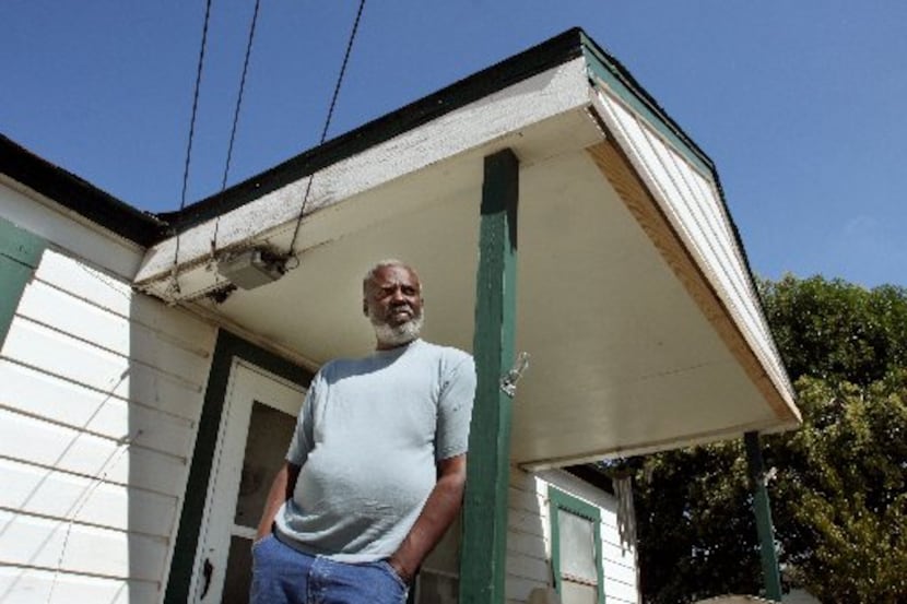 in 2008, Billy Wayne Miller stands on the porch in the Oak Cliff neighborhood of Dallas i,...