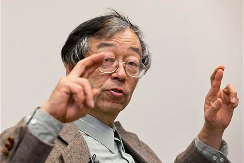 Dorian S. Nakamoto gestures during an interview with the Associated Press Thursday in Los...