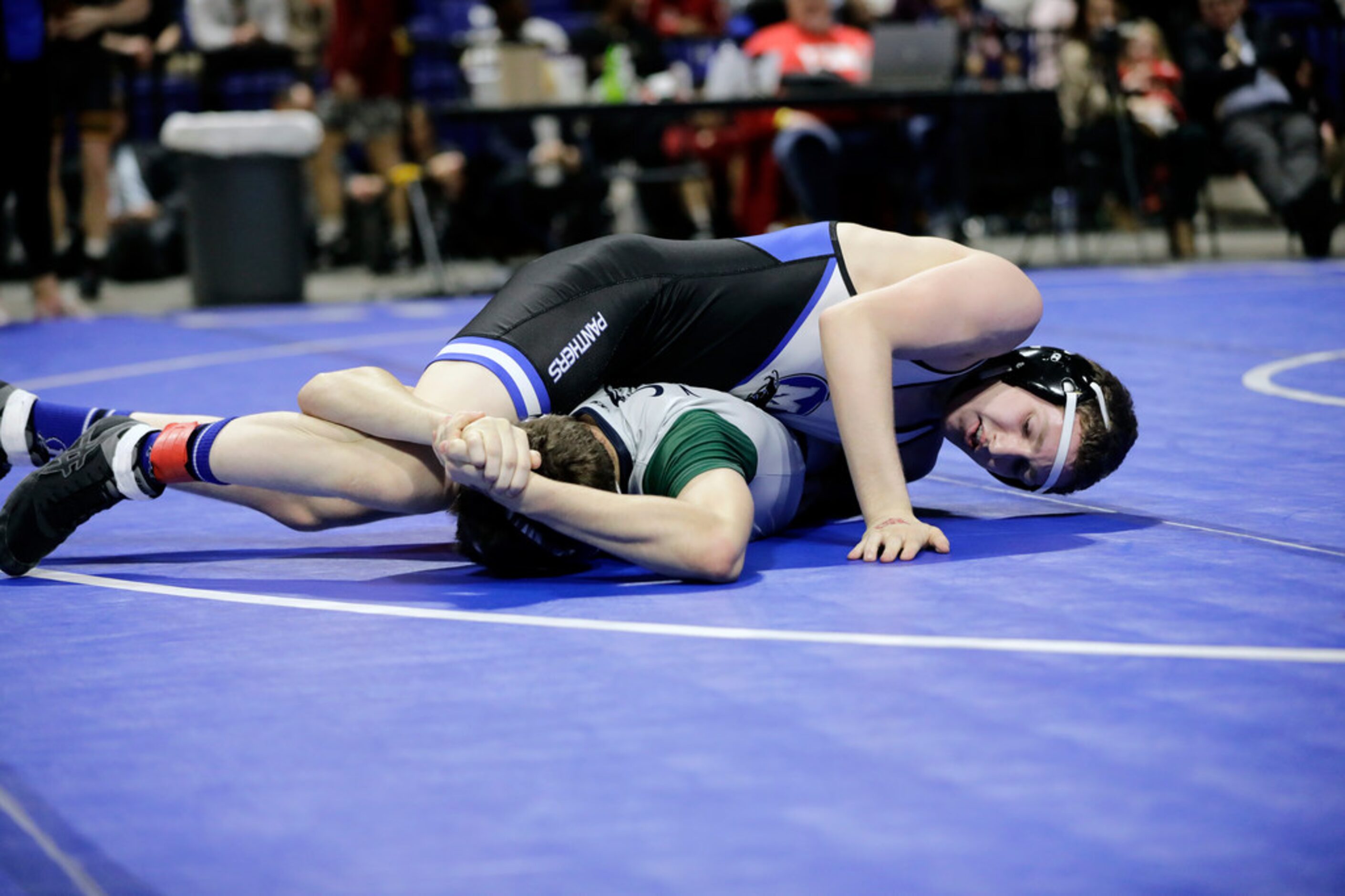 Jackson Carter of Midlothian wrestles during the UIL Texas State Wrestling Championships,...