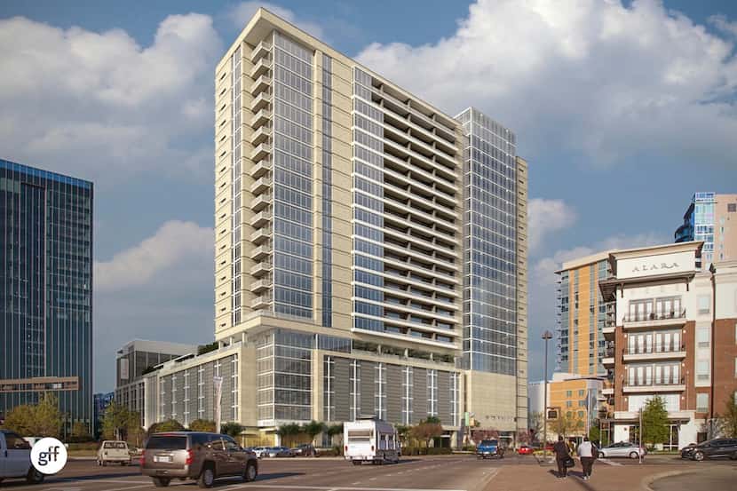  The 23-story Cityplace tower will include 389 apartments and a 150-room hotel. (Forest City)
