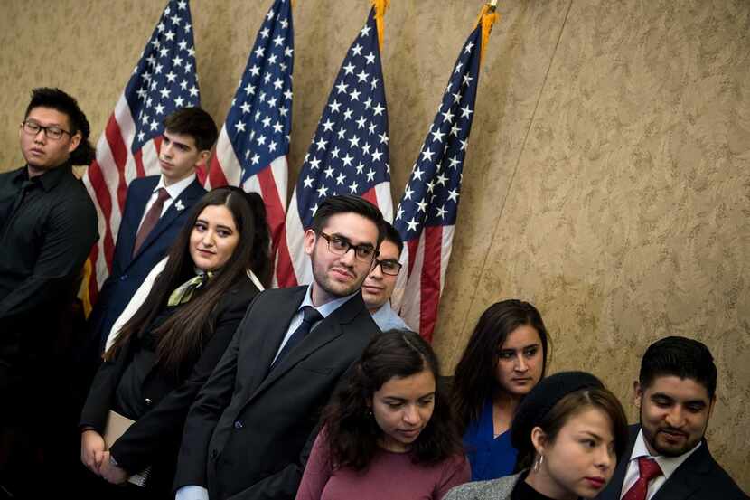 Dreamers wait for a press conference with Democratic lawmakers at the U.S. Capitol on...