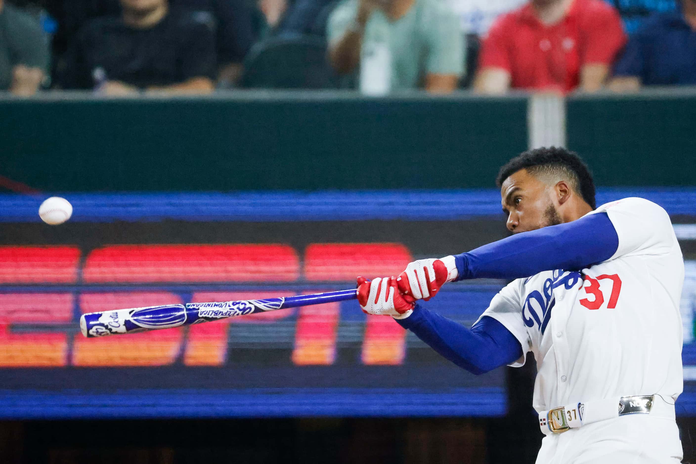 Teoscar Hernandez, of Los Angeles Dodgers hits during the final of MLB All-Star Home Run...