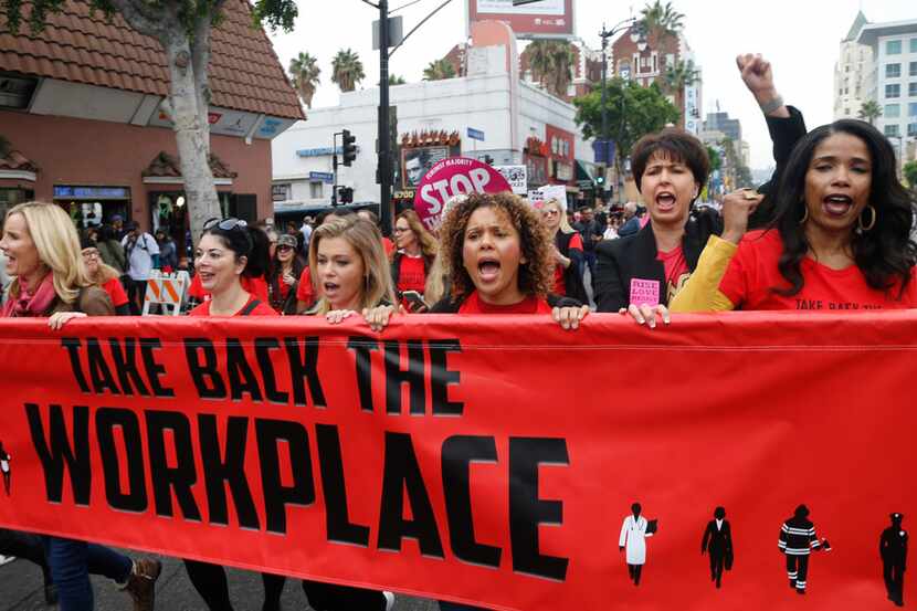 Demonstrators participated in the #MeToo Survivors's March in response to several...