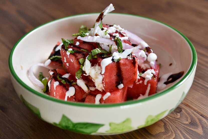 A dish of Karpouzaki (the little melon) served in a bowl as a salad.