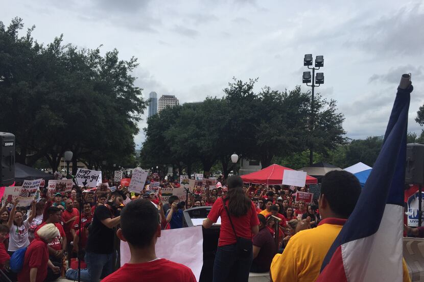 Hundreds of people descended upon the Texas Capitol to protest the state's newly signed...