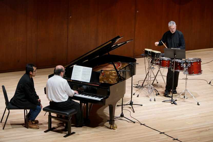 Pianist Gabriel Sanchez and percussionist Drew Lang performed in a Voices of Change concert...