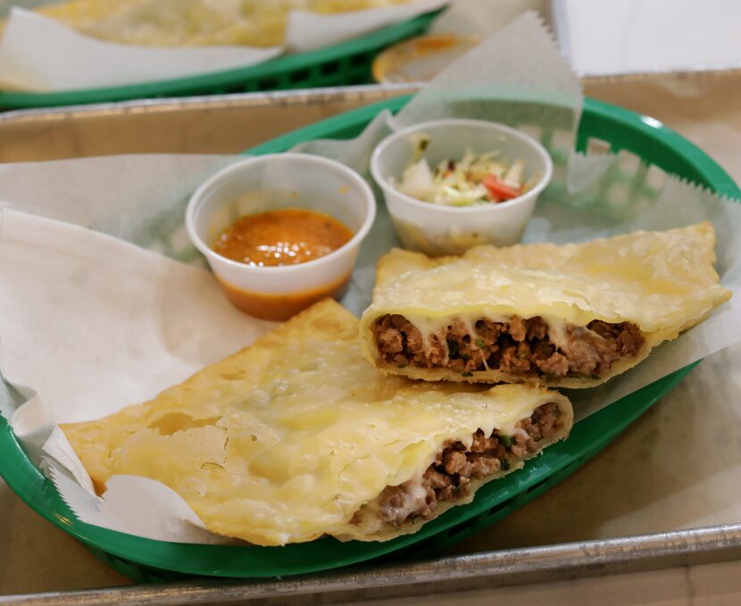 Kiosk Brazil has a cafe inside that offers hot dishes such as the Carne com Queijo.