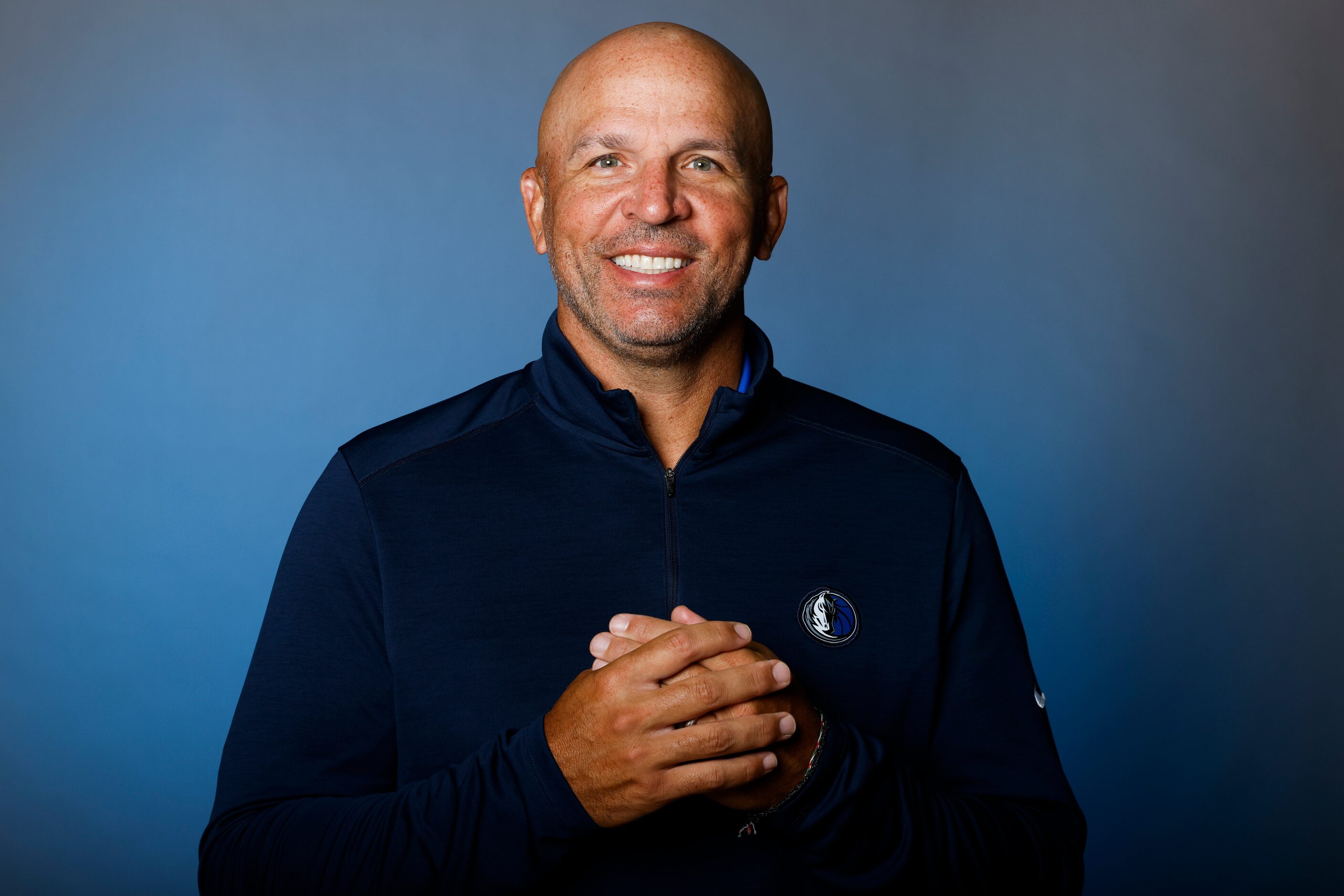 Dallas Mavericks’ head coach Jason Kidd is photographed during the media day at American...