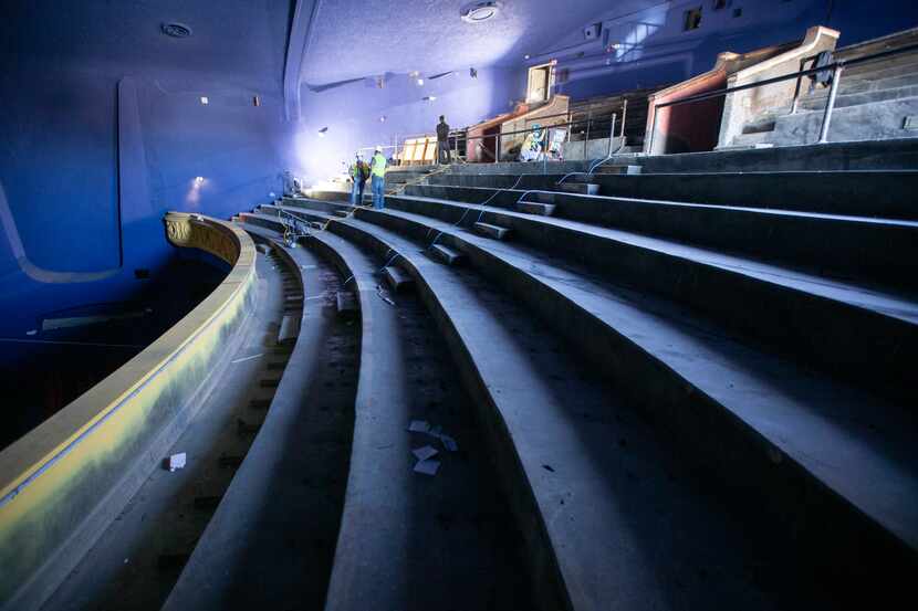 Construction workers began work to convert the balcony into an auditorium Tuesday.