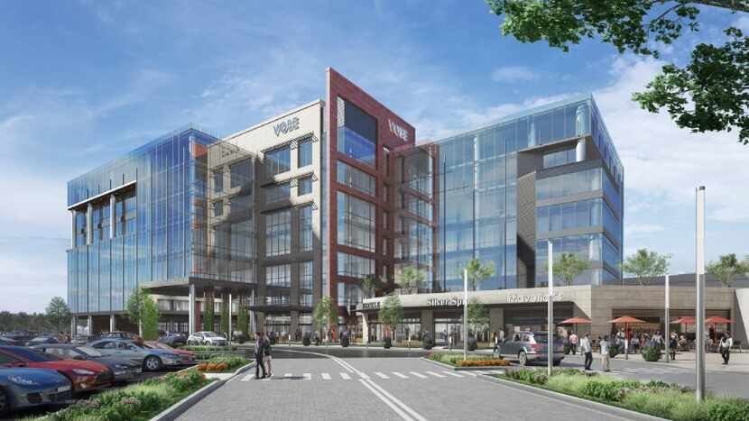 A rendering showing the office buildings being planned for The Shops at Willow Bend in Plano.