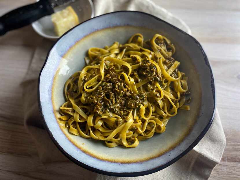 Tagliatelle with Porcini Rag  from Mezcla: Recipes to Excite, by Ixta Belfrage (Ten Speed...