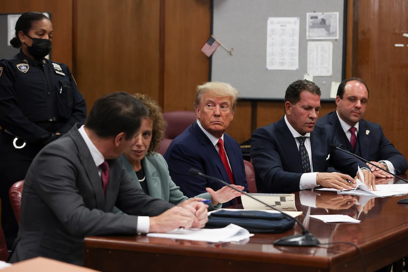 Former President Donald Trump appeared in court for his arraignment on April 4, 2023, in New...