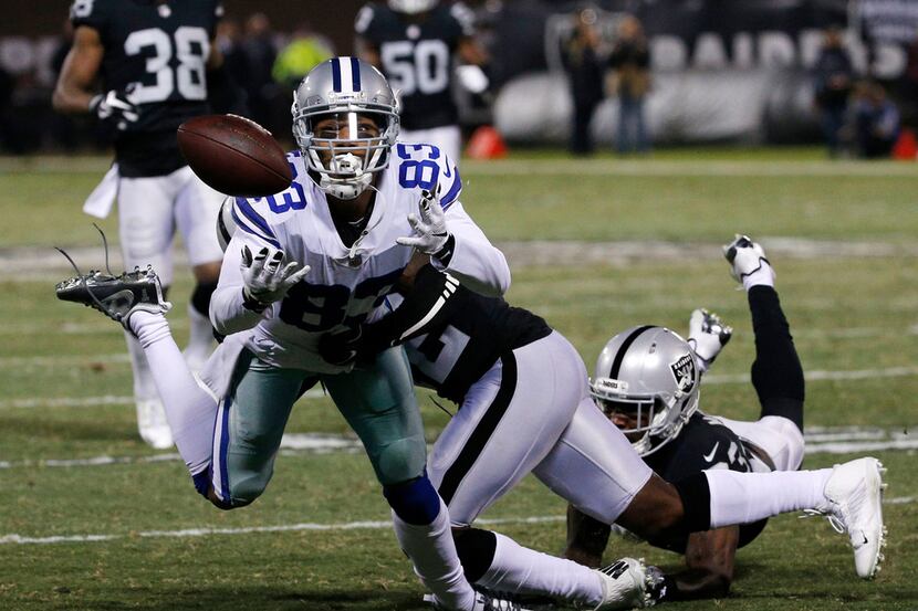 Dallas Cowboys wide receiver Terrance Williams (83) misses a catch against Oakland Raiders...