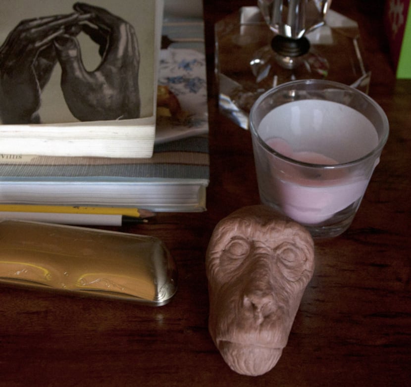 APE SHIFT: On a bedside table, Swenson’s clay maquette for a potential work. “He really...