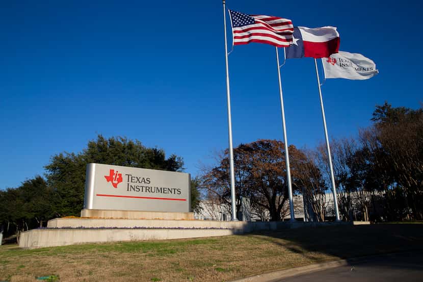Entrance to the Texas Instruments headquarters on Jan. 18, 2020 in Dallas. (Juan Figueroa/...