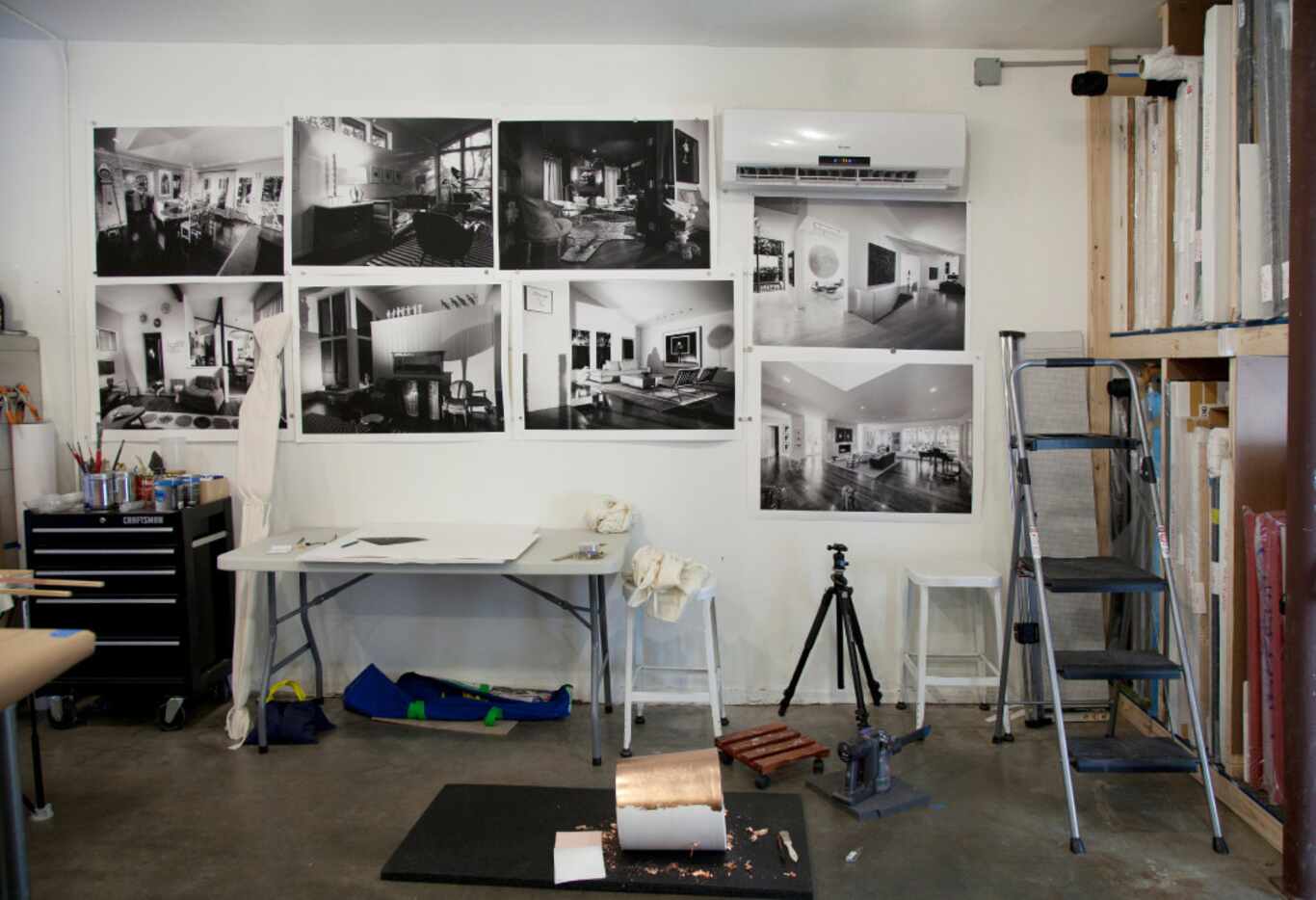 Nic Nicosia's studio includes work for his installation at Erin Cluley Gallery. (Nan...
