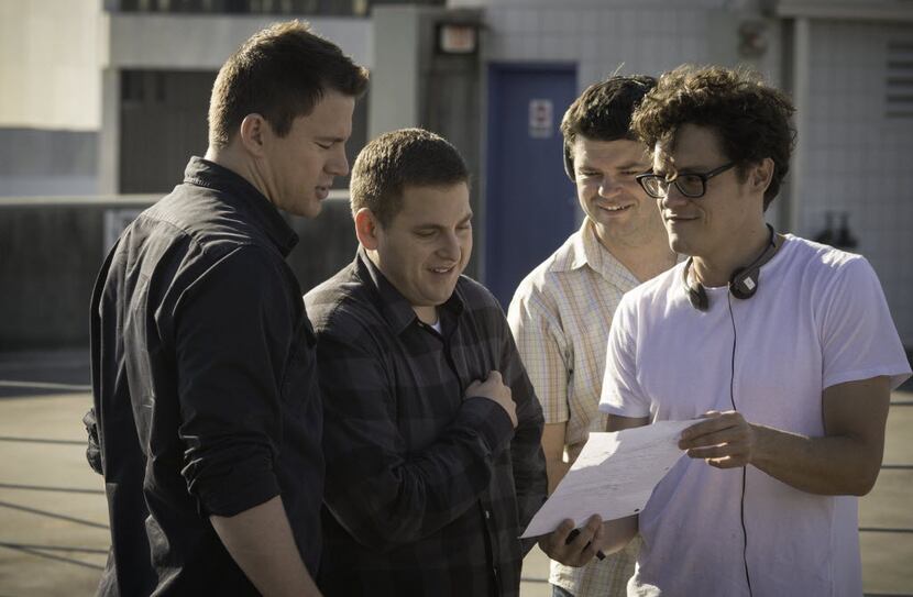 Phil Lord and Chris Miller on the set of "22 Jump Street"