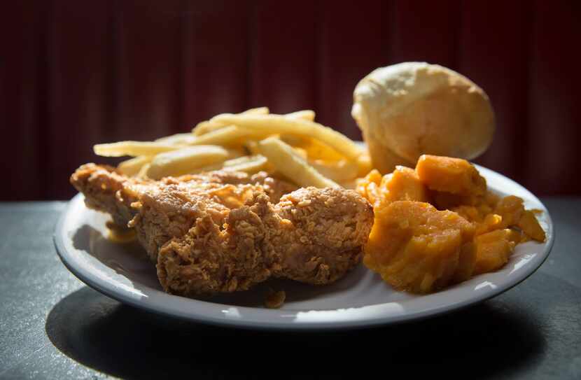 The No. 2 at Bubba's is a winner, winner, chicken dinner:  two pieces of fried chicken, two...