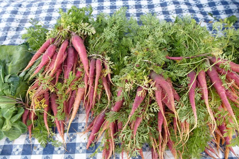 Demases Farm in Boyd had plenty of tender carrots, including this Aggie-created maroon...
