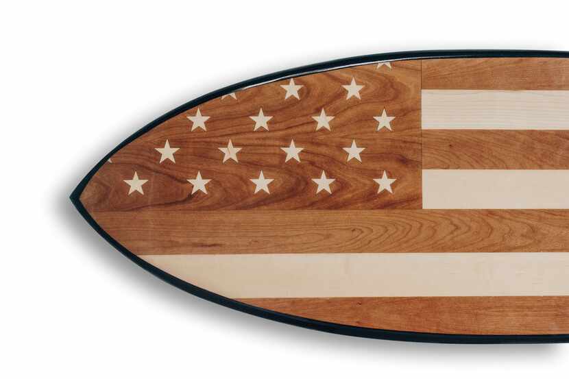 The limited-edition American flag wakesurf board from Jarvis Boards is made in Austin.