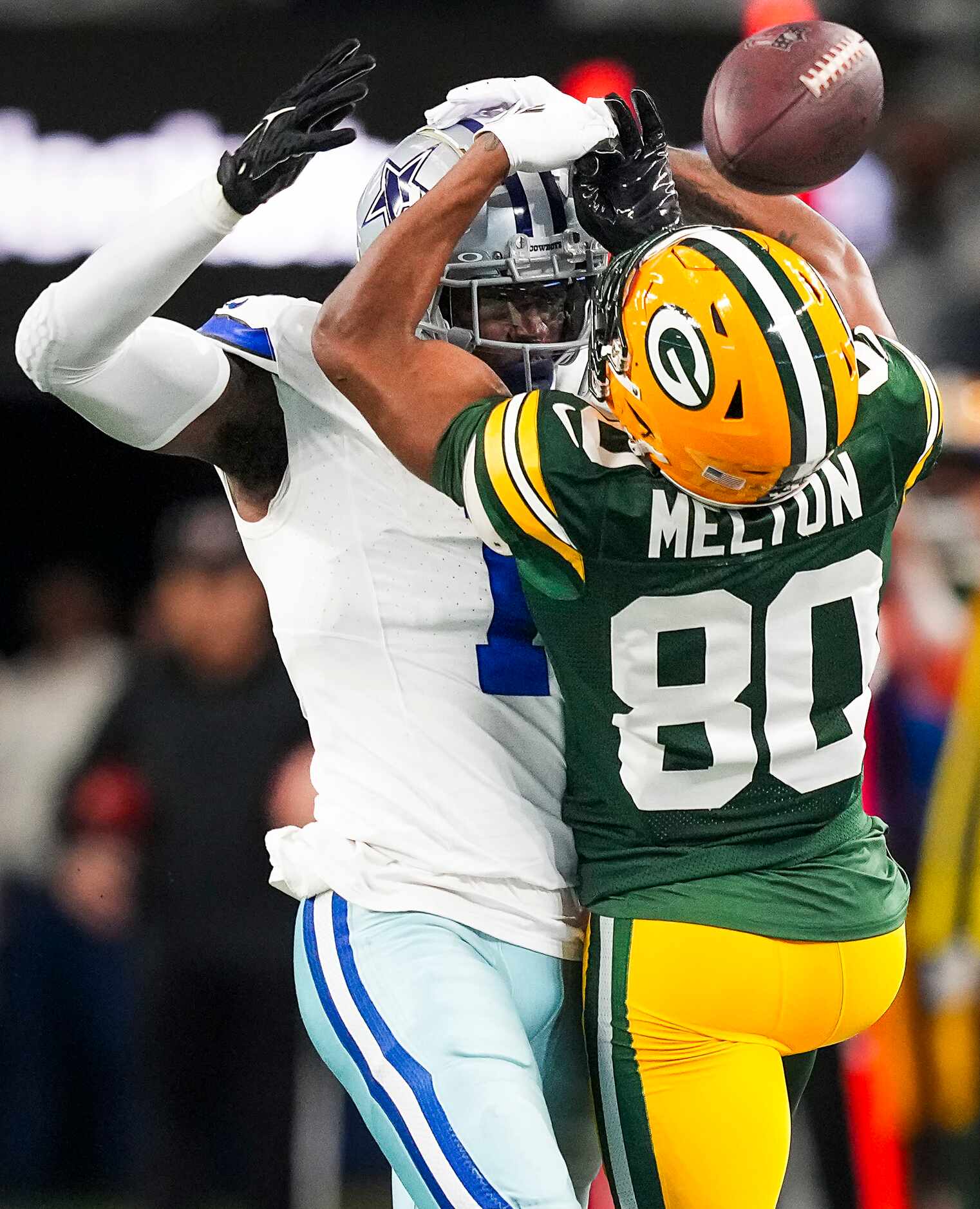 Dallas Cowboys safety Jayron Kearse (1) breaks up a pass intended for Green Bay Packers wide...