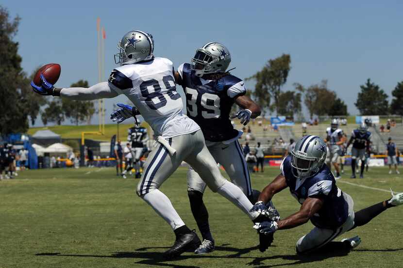 Dallas Cowboys wide receiver Dez Bryant (88) makes a one handed catch in the end zone as he...