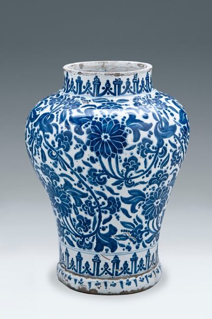 Jar
Puebla de los Angeles, New Spain; 17th-18th century
Tin glaze earthenware with cobalt...
