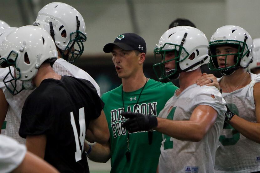 Southlake Carroll head coach Riley Dodge was in the center of the Dragons' opening day...