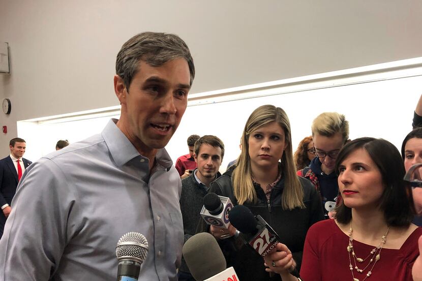 Potential 2020 Democratic presidential candidate Beto O'Rourke tells reporters in Madison,...