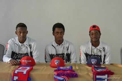 Bicou Bissainthe, Ronaldo Damus, and Valdo Etienne at the Hatian announcement of their...