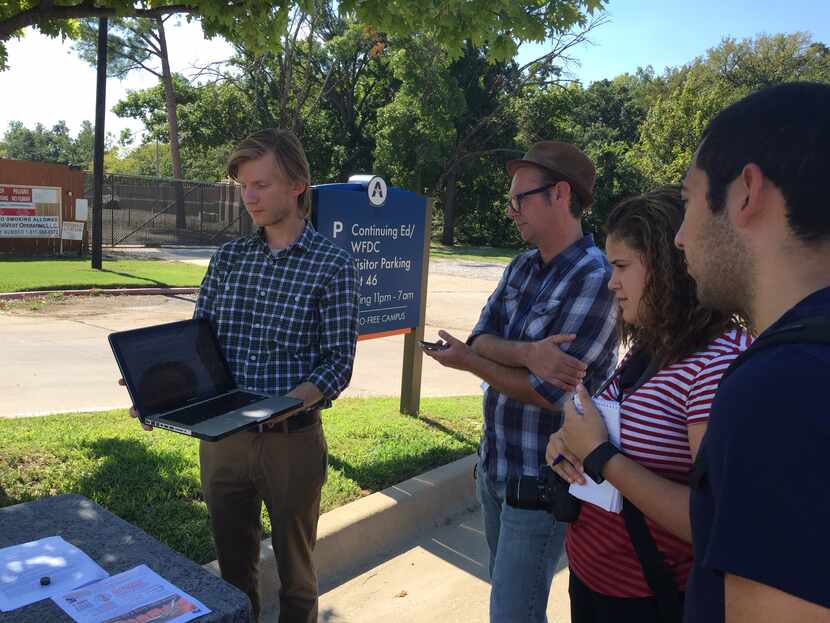 Cyrus Rautman (left) of Environment Texas and others participated in a news conference...