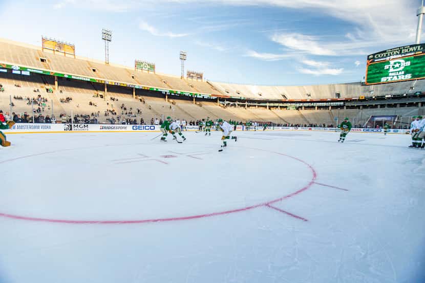 The Dallas Stars practice leading up to the Winter Classic match against the Nashville...