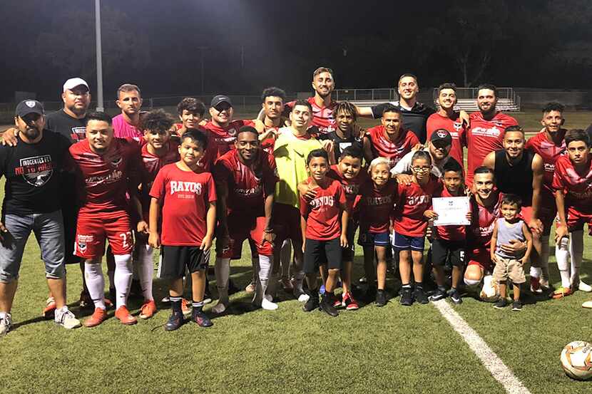 Fort Worth side Inocentes FC pose for a picture after a recent preseason friendly against...