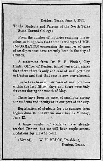 "Denton, Texas, June 7, 1922"