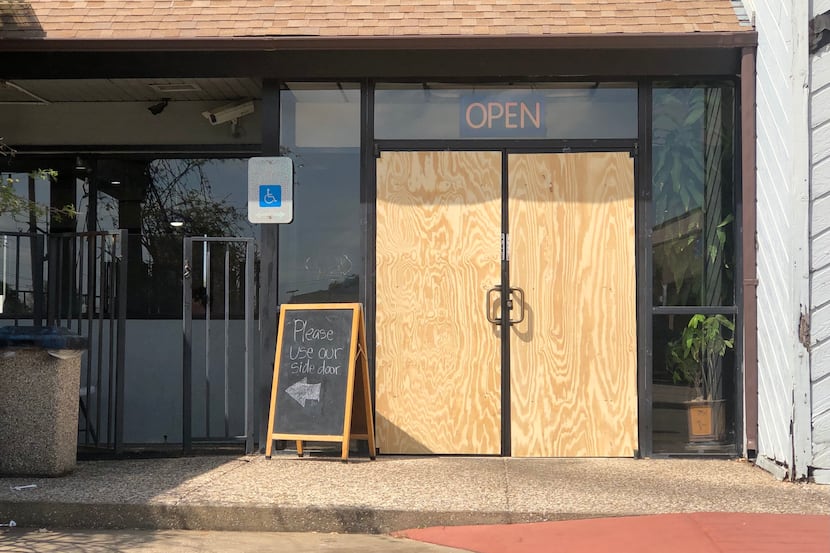 A glass door was smashed at Banh Cuon Thang Long restaurant in Garland.