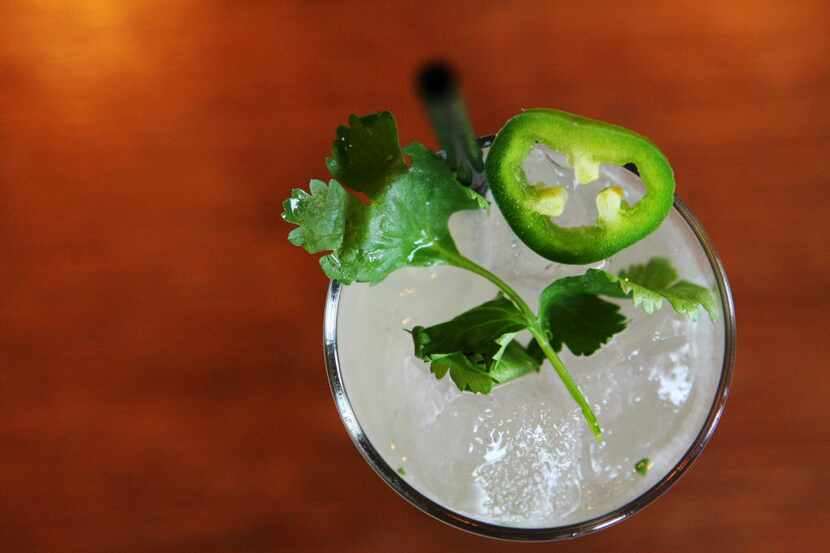 A Ambhar Spicy Paloma prepared by Bartender Milton Nascimento on June 29, 2011 at the...