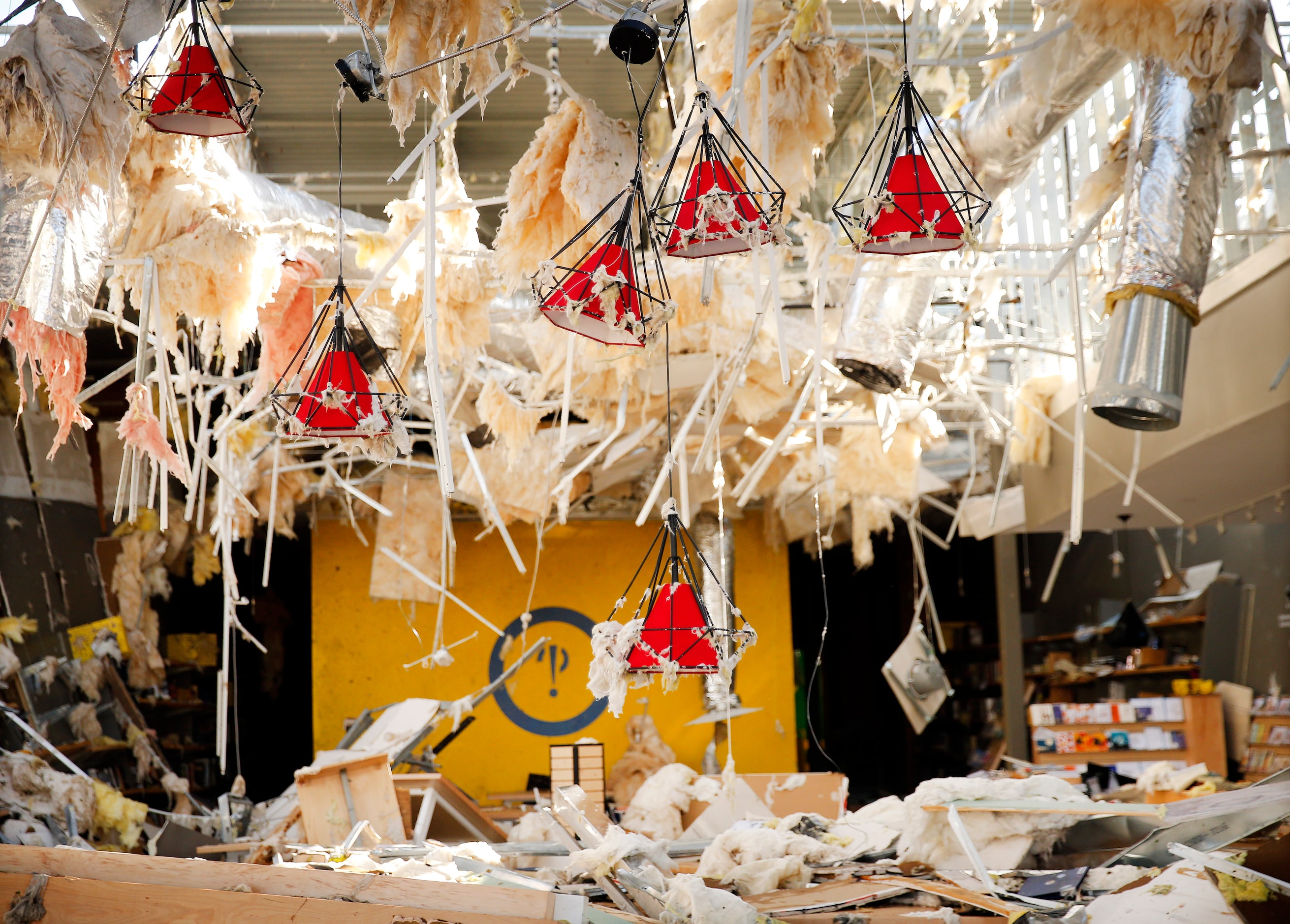 The interior of the Interabang Books store was demolished by a tornado in the Preston Royal...