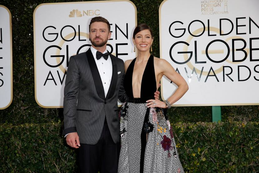 Jessica Biehl and Justin Timberlake at the 74th Annual Golden Globe Awards