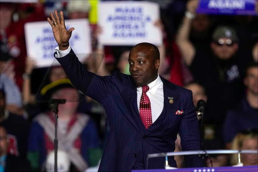 Rep. Wesley Hunt, R-Houston, speaks before President-elect Donald Trump at a campaign rally...