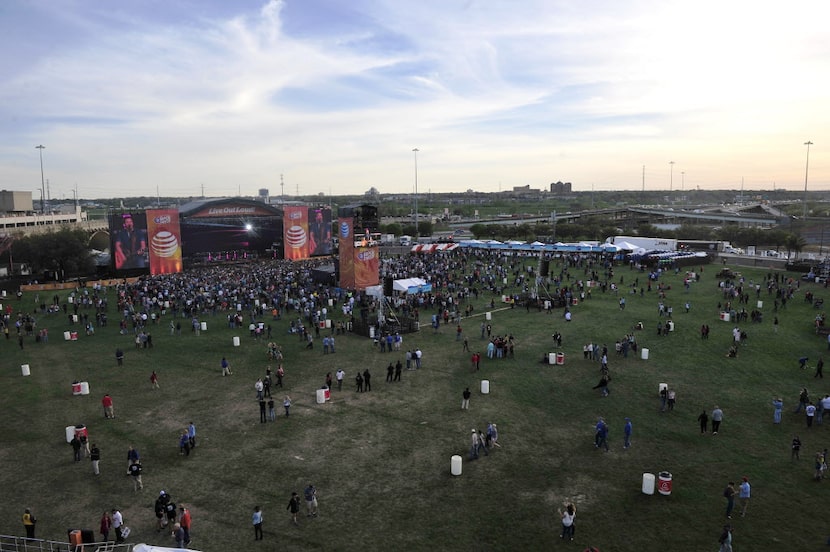 Fans gather at the 2014 NCAA March Madness Music Festival during the NCAA Final Four weekend...