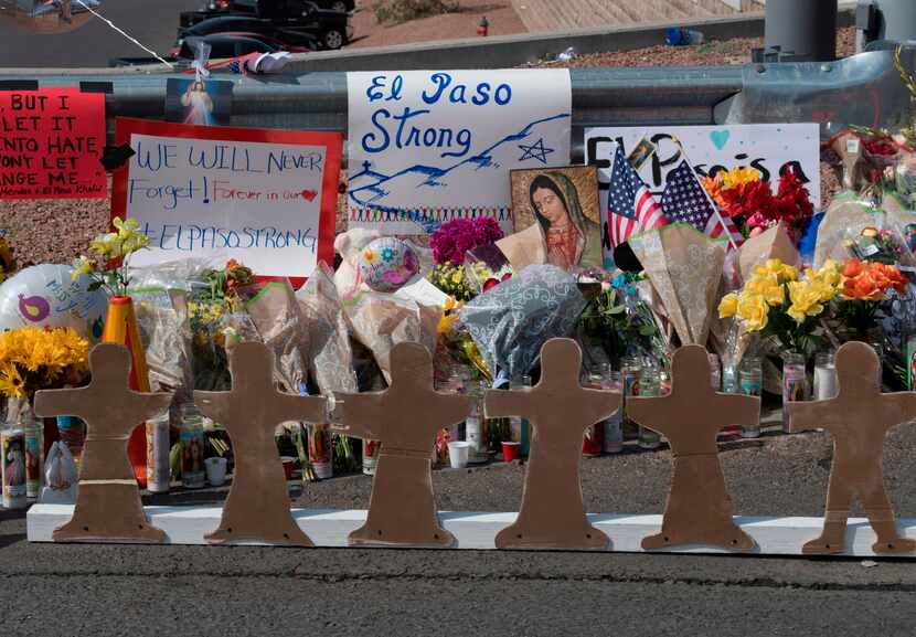 A memorial to the victims in El Paso after a shooting at a Walmart left 23 dead in 2019. 