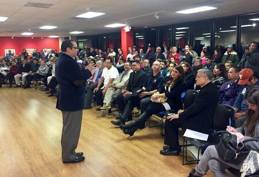 Mexican Consul General Francisco de la Torre addresses a large crowd at a recent community...