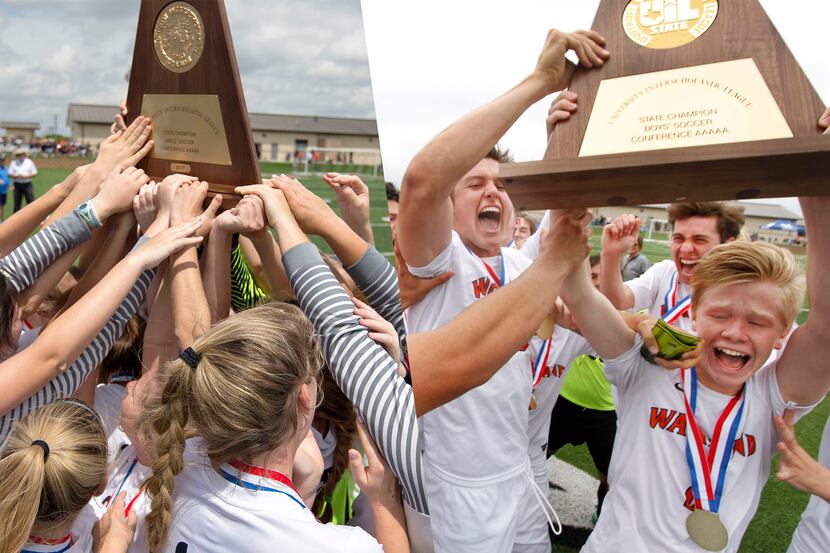 Highland Park girls soccer (left) and Frisco Wakeland boys soccer (right).