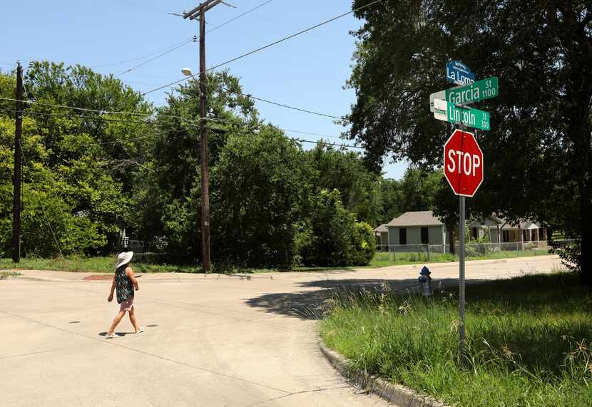 Silvia Escamilla takes a walk in the La Loma neighborhood of McKinney, TX, on Jun 28, 2023....