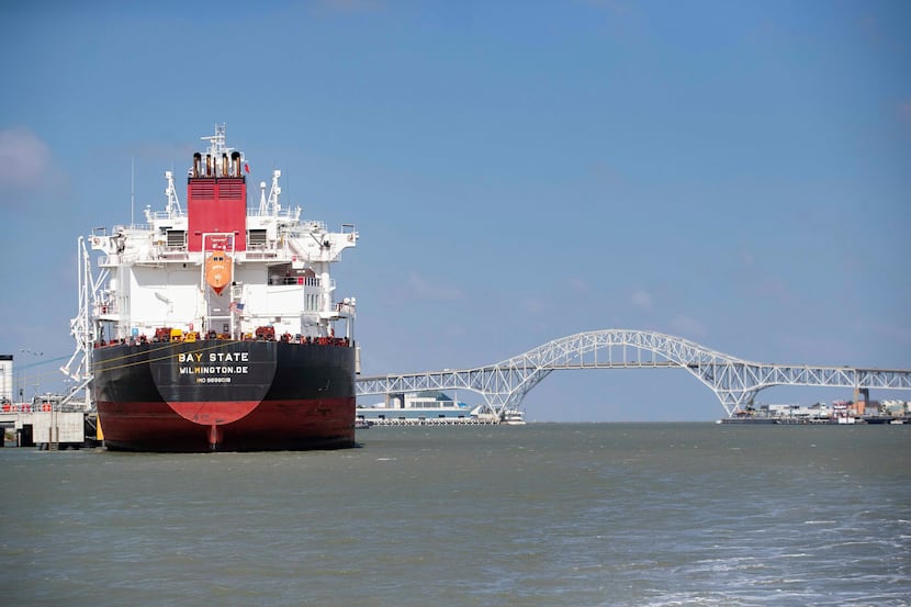 In this Tuesday, May 28, 2019 photo, a tanker is loaded at the Northstar terminal in the...