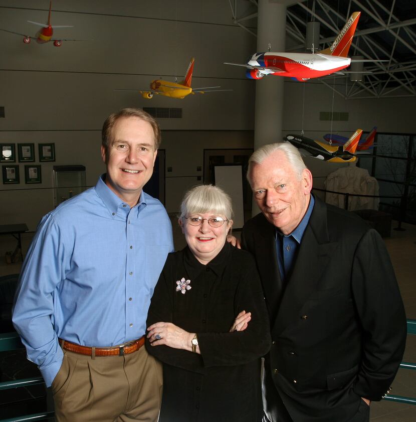 From left: Southwest Airlines executives Gary Kelly, CEO, Colleen Barrett, president, and...