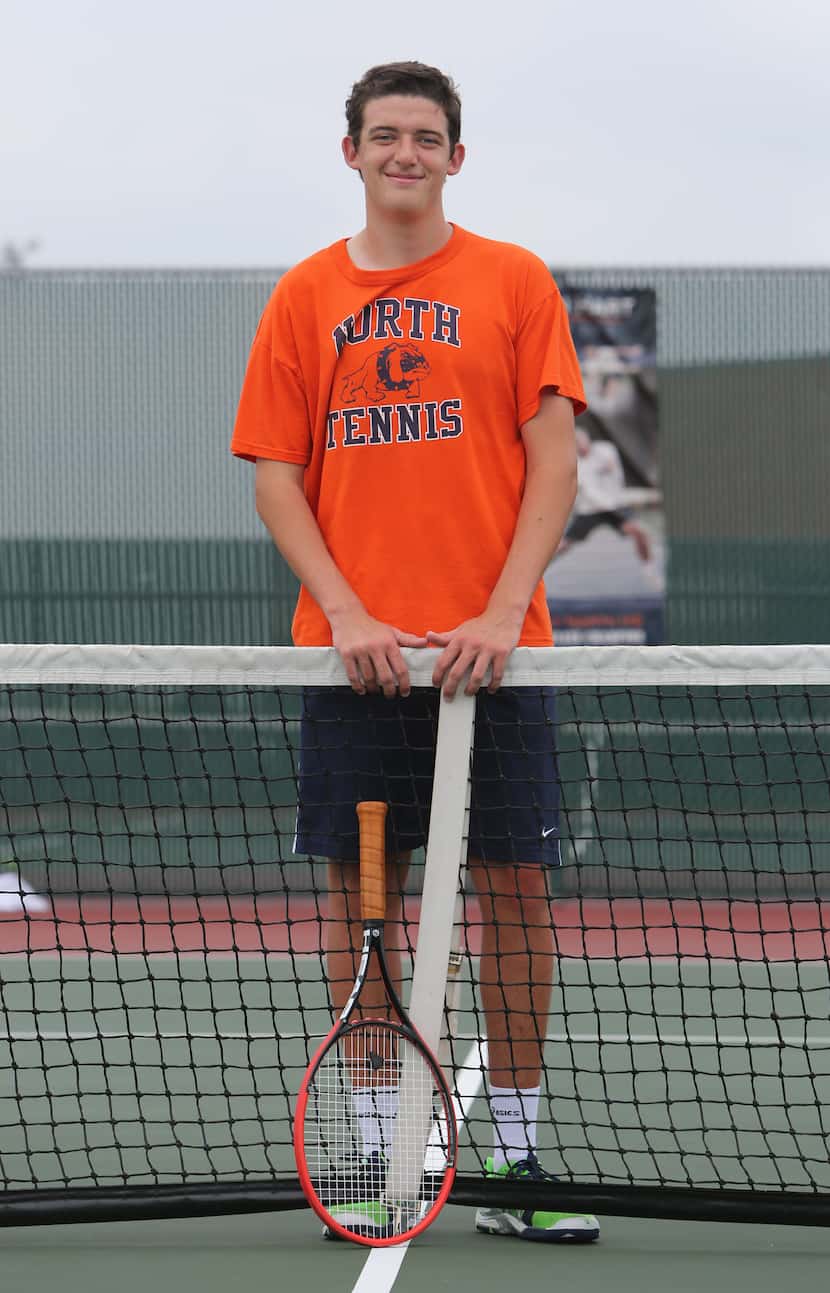 McKinney North tennis player Jordan Brewer is shown at the McKinney North High School tennis...