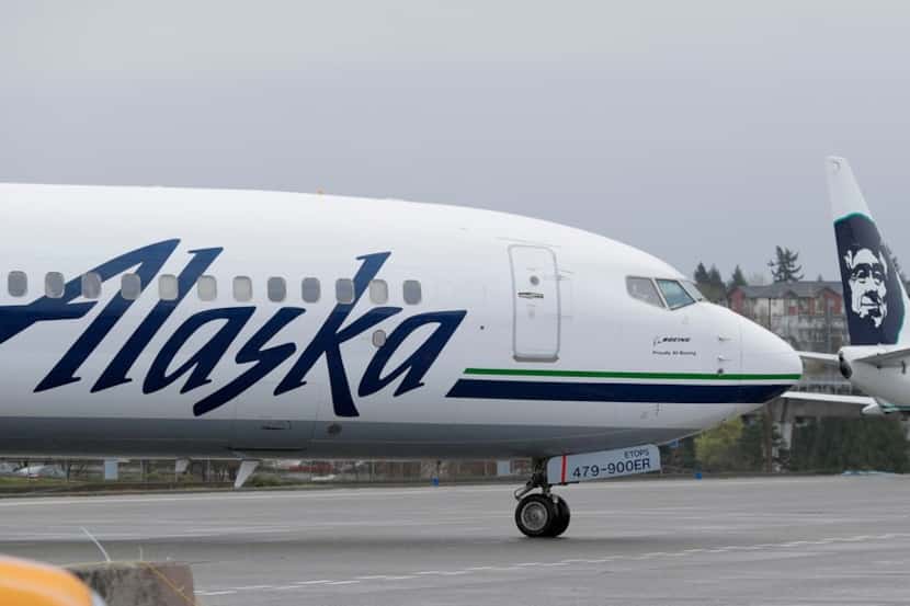An Alaska Airlines plane taxied Friday, April 13, 2018, at the Seattle-Tacoma International...